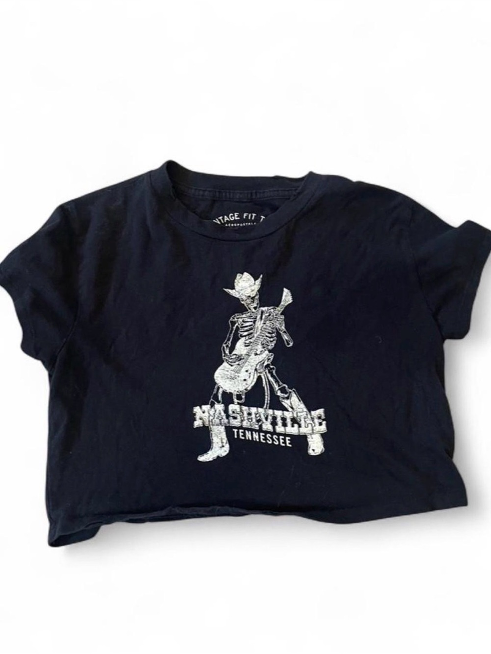 Women’s Vintage Fit Nashville Skeleton Graphic Crop Top - Black